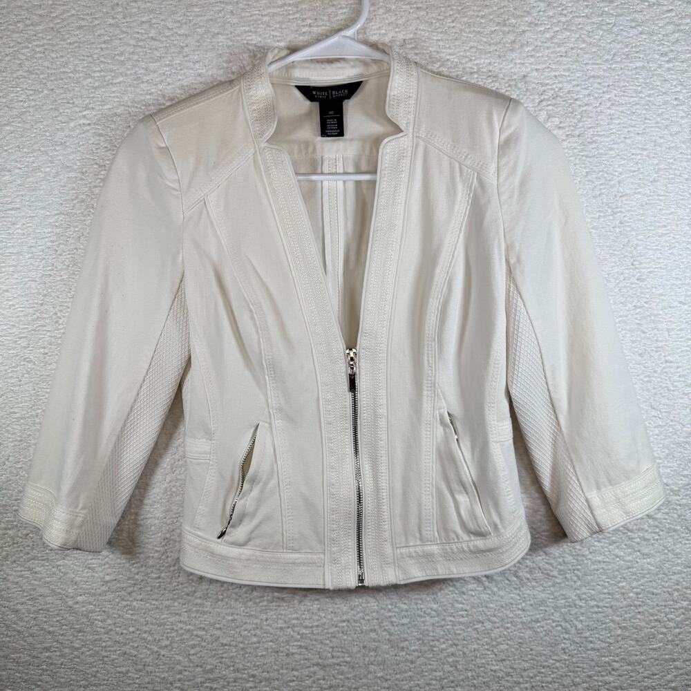White House Black Market Women's Size 00 Zip Jacket Blazer White